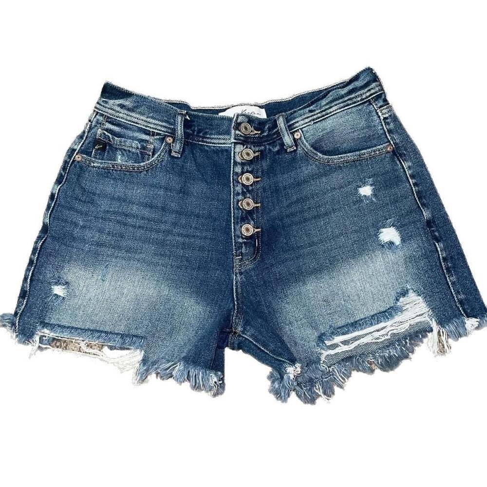 KanCan High Rise Distressed Exposed Button Fly Denim Shorts KC8633M